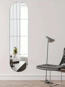 Miếng dán tường gương kết hợp hình elip, Chất liệu acrylic dày 2 mm Gạch ốp tường gương 3d, Kích thước kết hợp: 120cm * 30cm/47,24 * 11,8in, Thích hợp cho phòng khách, phòng ngủ, nhà bếp, phòng tắm, Kích thước gạch đơn: 30 * 30cm/11,8 * 11,8 TRONG - Bạc - Xem 3