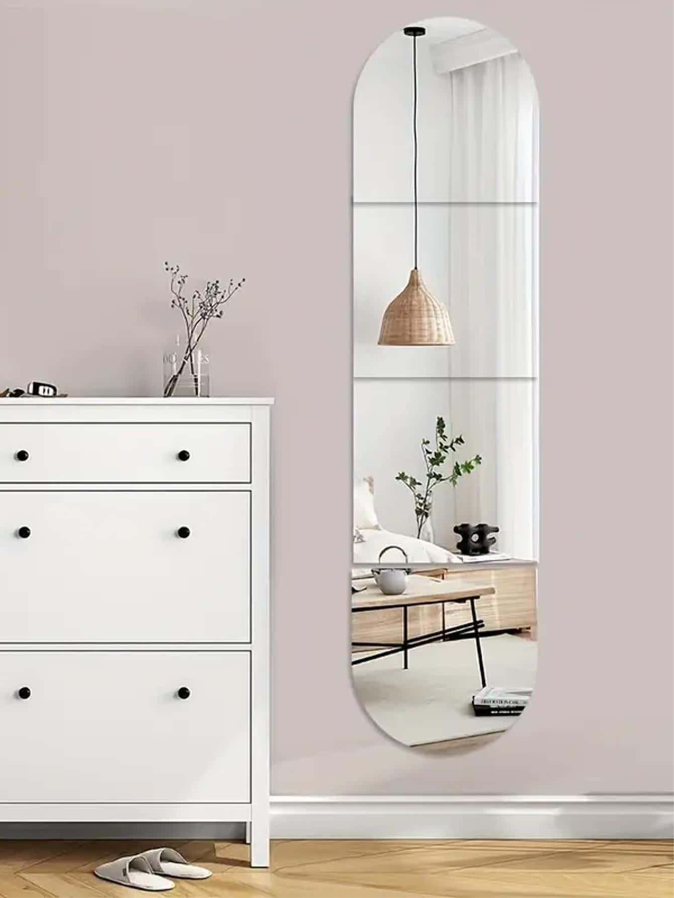 Miếng dán tường gương kết hợp hình elip, Chất liệu acrylic dày 2 mm Gạch ốp tường gương 3d, Kích thước kết hợp: 120cm * 30cm/47,24 * 11,8in, Thích hợp cho phòng khách, phòng ngủ, nhà bếp, phòng tắm, Kích thước gạch đơn: 30 * 30cm/11,8 * 11,8 TRONG