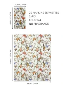 20入組蝴蝶和花卉圖案一次性餐巾