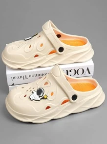 Đôi guốc màu be mát mẻ dành cho nữ, họa tiết hoạt hình Đôi guốc có lỗ thông hơi - Màu be - Xem 3