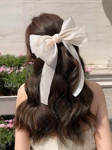 1 cái kẹp tóc trang trí nơ cho phụ nữ thanh lịch cho cuộc sống hàng ngày - Màu be - Xem 3