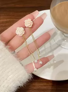 2 peças/conjunto de brincos de decoração de flores e pérolas falsas, jaquetas, namorados, mãe, dia das mães, presente