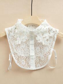 1入組女式花卉刺繡人造珍珠裝飾蕾絲優雅圓領，用於禮服裝飾 - 白色 - 查看 1