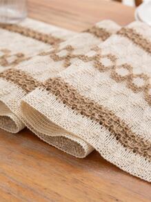 1pc Họa tiết hình học Fringe Trim Table Runner - Nhiều màu - Xem 6