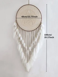 Thảm treo tường trang trí phòng ngủ phòng khách hình lông vũ thủ công Dream Catcher 1 chiếc, Trang trí nhà cửa, Trang trí phòng, Trang trí tường - Màu be - Xem 3
