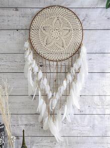 Thảm treo tường trang trí phòng ngủ phòng khách hình lông vũ thủ công Dream Catcher 1 chiếc, Trang trí nhà cửa, Trang trí phòng, Trang trí tường - Màu be - Xem 2