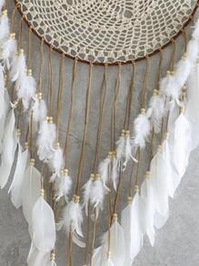 Thảm treo tường trang trí phòng ngủ phòng khách hình lông vũ thủ công Dream Catcher 1 chiếc, Trang trí nhà cửa, Trang trí phòng, Trang trí tường - Màu be - Xem 5