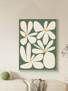 1入鄉村風格無框化學纖維帆布菊花藝術品,適用於家居客廳或臥室牆壁裝飾