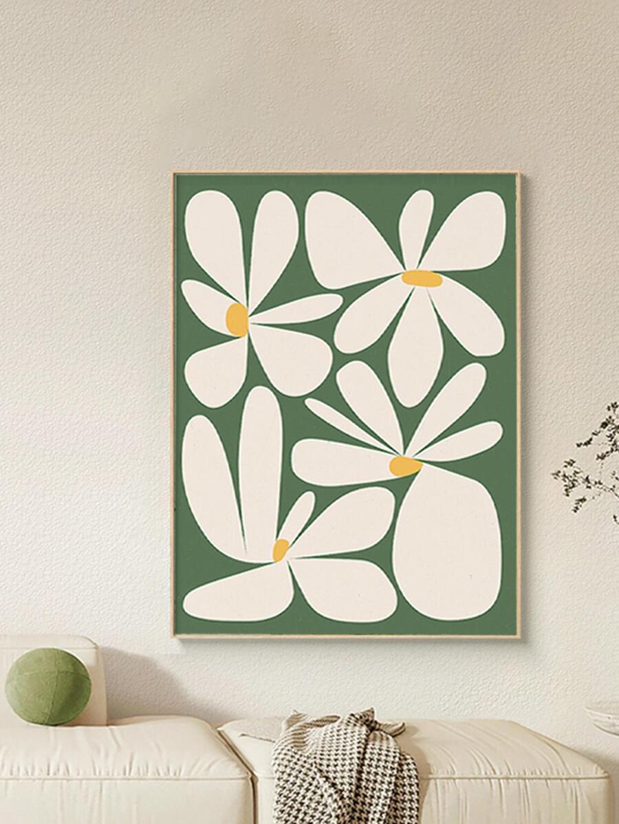 1入鄉村風格無框化學纖維帆布菊花藝術品,適用於家居客廳或臥室牆壁裝飾