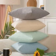 1pc Solid Color Cushion Cover Without Filler, Modern Linen Decorative Throw Pillow Case For Home - Black - View 2
