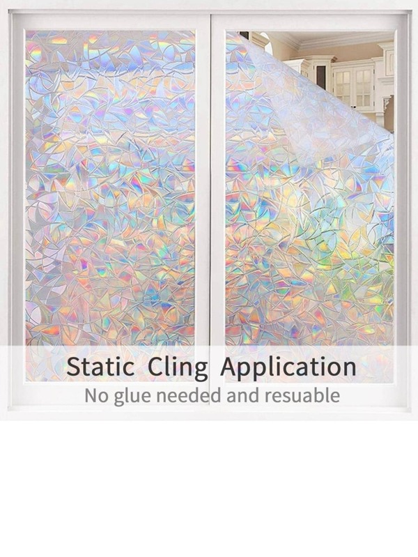 1roll PVC Decorative Film, Modernist Holographic Geometric Pattern Window Sticker For Home