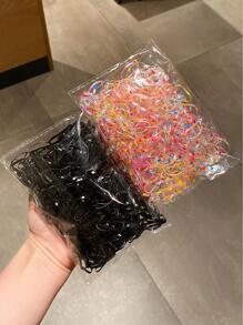 1000入組女士混色休閒一次性髮圈適用於日常生活 - 彩色 - 查看 1