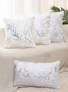 1 Piece Of Craft Pv Velvet Bronzing Bough Texture Pillow Case, Home Bedroom Decoration By Pillow Case Sofa Decoration Pillow Case. - Multicolor - View 1