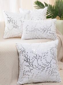 1 Piece Of Craft Pv Velvet Bronzing Bough Texture Pillow Case, Home Bedroom Decoration By Pillow Case Sofa Decoration Pillow Case. - Multicolor - View 3