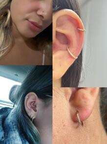 1入組時尚鈦水鑽裝飾鼻環適合女士日常裝飾首飾類禮品 - 銀色 - 查看 5