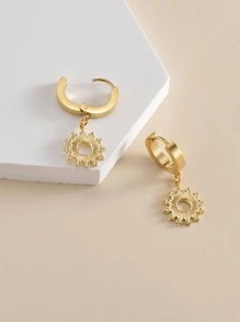 1對時尚不銹鋼太陽耳墜適合女士適用於約會裝飾用品