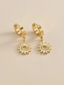 1對時尚不銹鋼太陽耳墜適合女士適用於約會裝飾用品