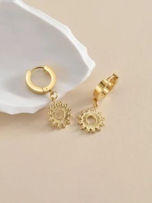 1對時尚不銹鋼太陽耳墜適合女士適用於約會裝飾用品