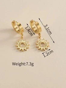 1對時尚不銹鋼太陽耳墜適合女士適用於約會裝飾用品