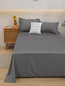 1pc Solid Color Flat Sheet, Modern Composite Fabric Bedding Flat Sheet For Bedroom - Dark Grey - View 2