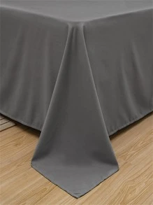1pc Solid Color Flat Sheet, Modern Composite Fabric Bedding Flat Sheet For Bedroom - Dark Grey - View 3