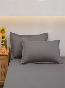 1pc Solid Color Flat Sheet, Modern Composite Fabric Bedding Flat Sheet For Bedroom - Light Grey - View 3
