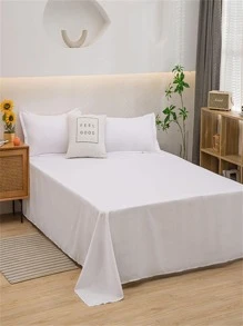 1pc Solid Color Flat Sheet, Modern Composite Fabric Bedding Flat Sheet For Bedroom - White - View 2