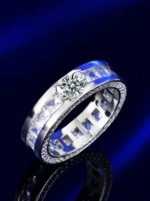 1pc Exquisite Cubic Zirconia Decor Ring For Women For Gift - Silver - View 2