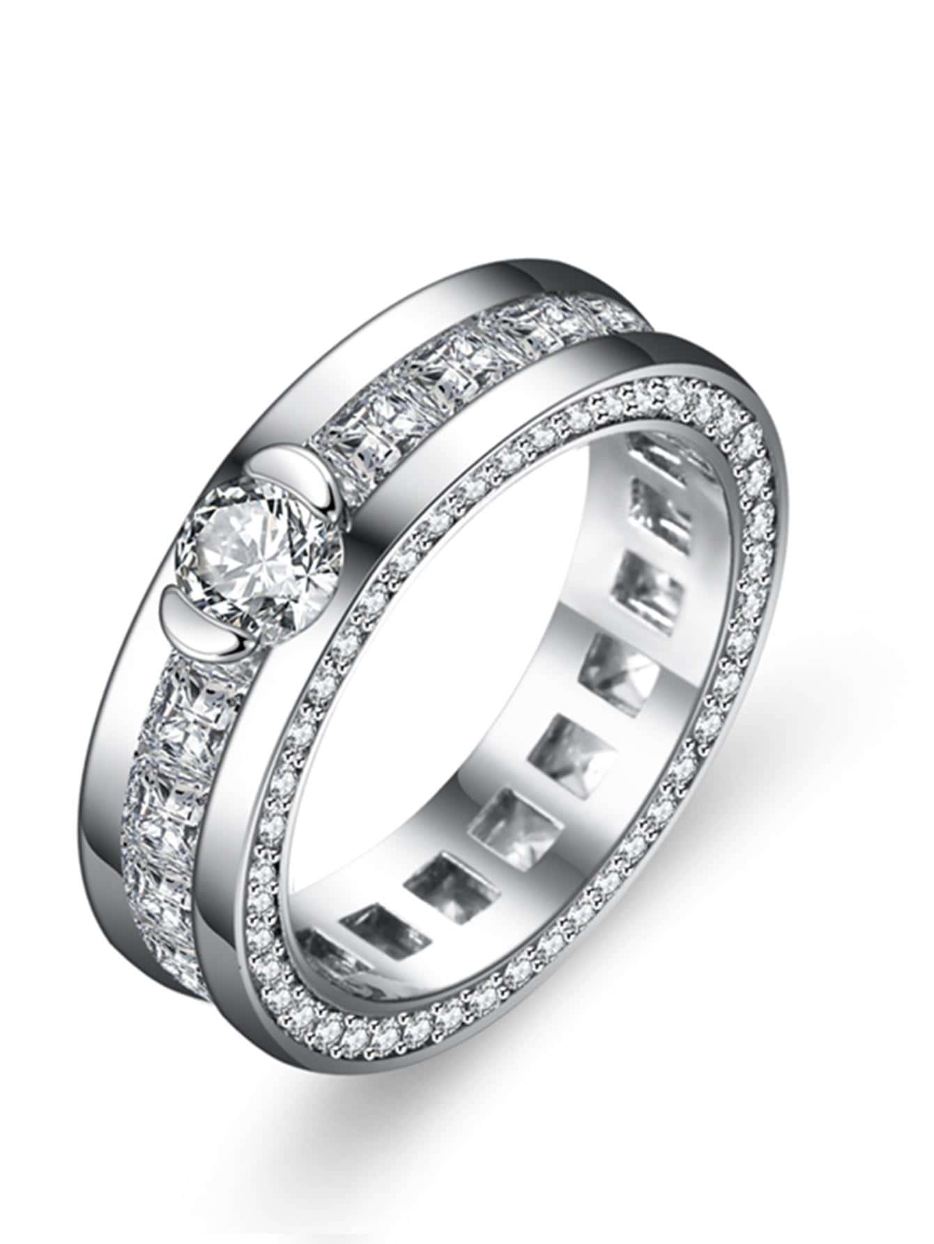 1pc Exquisite Cubic Zirconia Decor Ring For Women For Gift