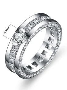 1pc Exquisite Cubic Zirconia Decor Ring For Women For Gift - Silver - View 3