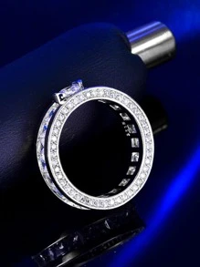 1pc Exquisite Cubic Zirconia Decor Ring For Women For Gift - Silver - View 4