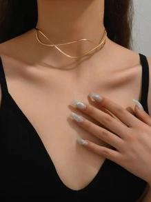 1 vòng cổ thiết kế xoắn thời trang cho phụ nữ dự tiệc - Vàng - Xem 4