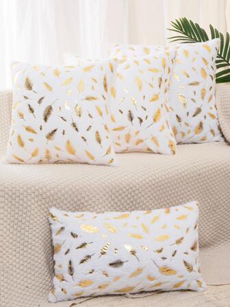 1 工艺家居装饰羽毛镀金枕套，可放置于沙发、卧室、客厅作为装饰枕套。