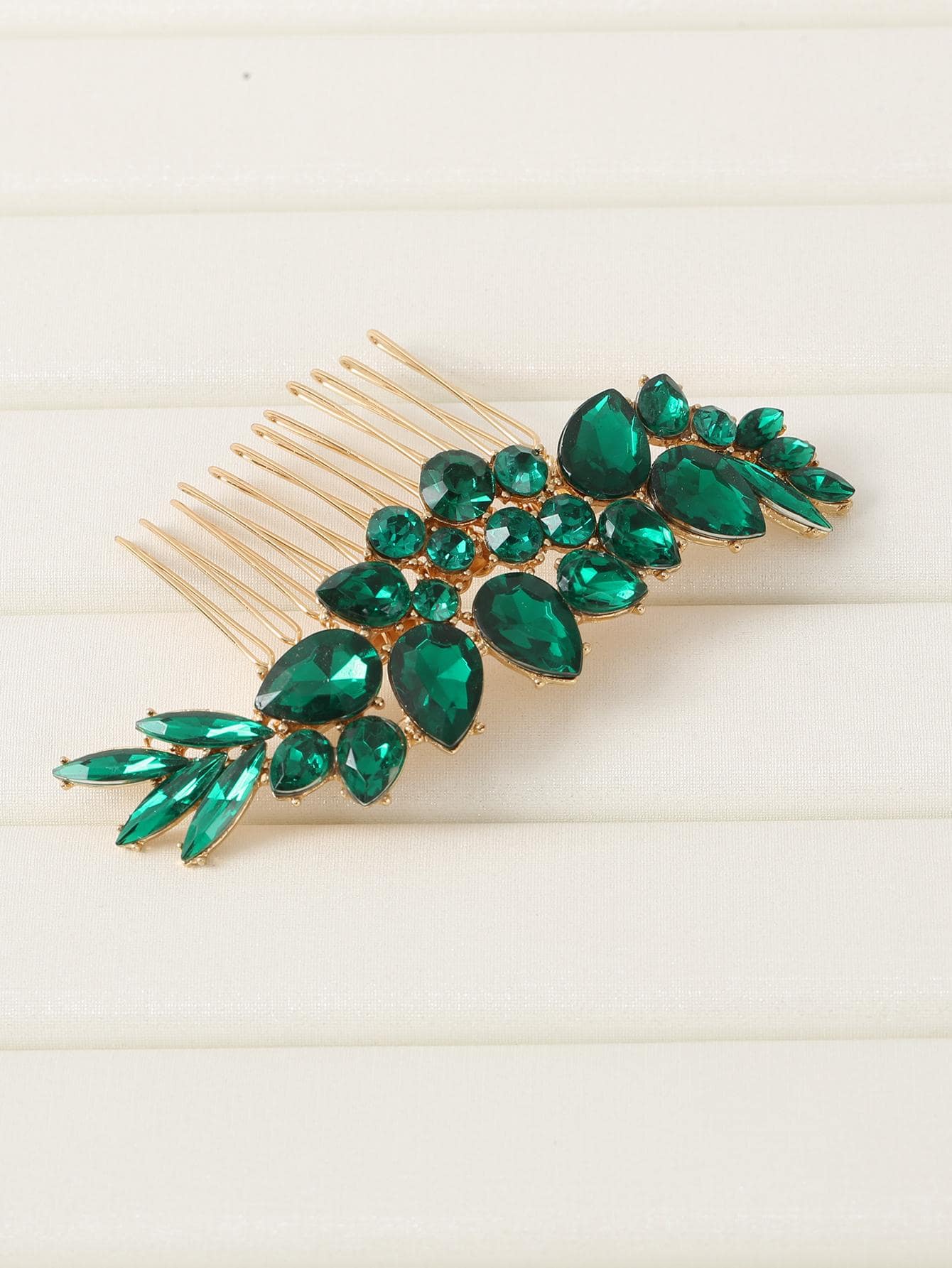 1件装女士水钻水滴装饰华丽发梳，适合日常佩戴，皇家风范，可作侧梳、上学用品、婚礼、伴娘礼物、派对造型、发饰、头饰。