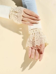 1pair Women Solid Hollow Out Elegant Fake Cuffs For Daily Life Valentine's Day Valentines