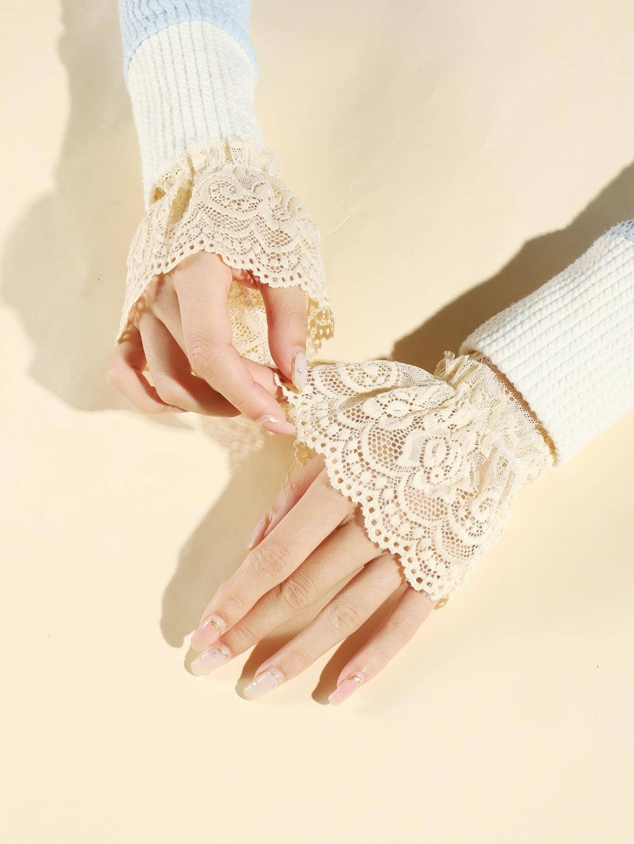 1pair Women Solid Hollow Out Elegant Fake Cuffs For Daily Life Valentine's Day Valentines