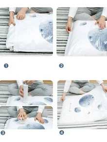 1 cái túi lưu trữ chân không in hình mặt trăng - Màu Xám nhạt - Xem 2