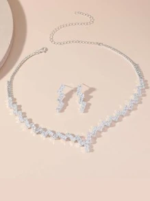 3pcs/set Glamorous Cubic Zirconia Decor Jewelry Set For Women For Party