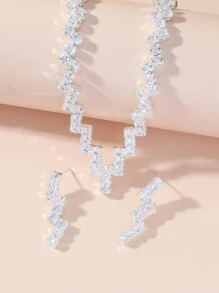 3pcs/set Glamorous Cubic Zirconia Decor Jewelry Set For Women For Party