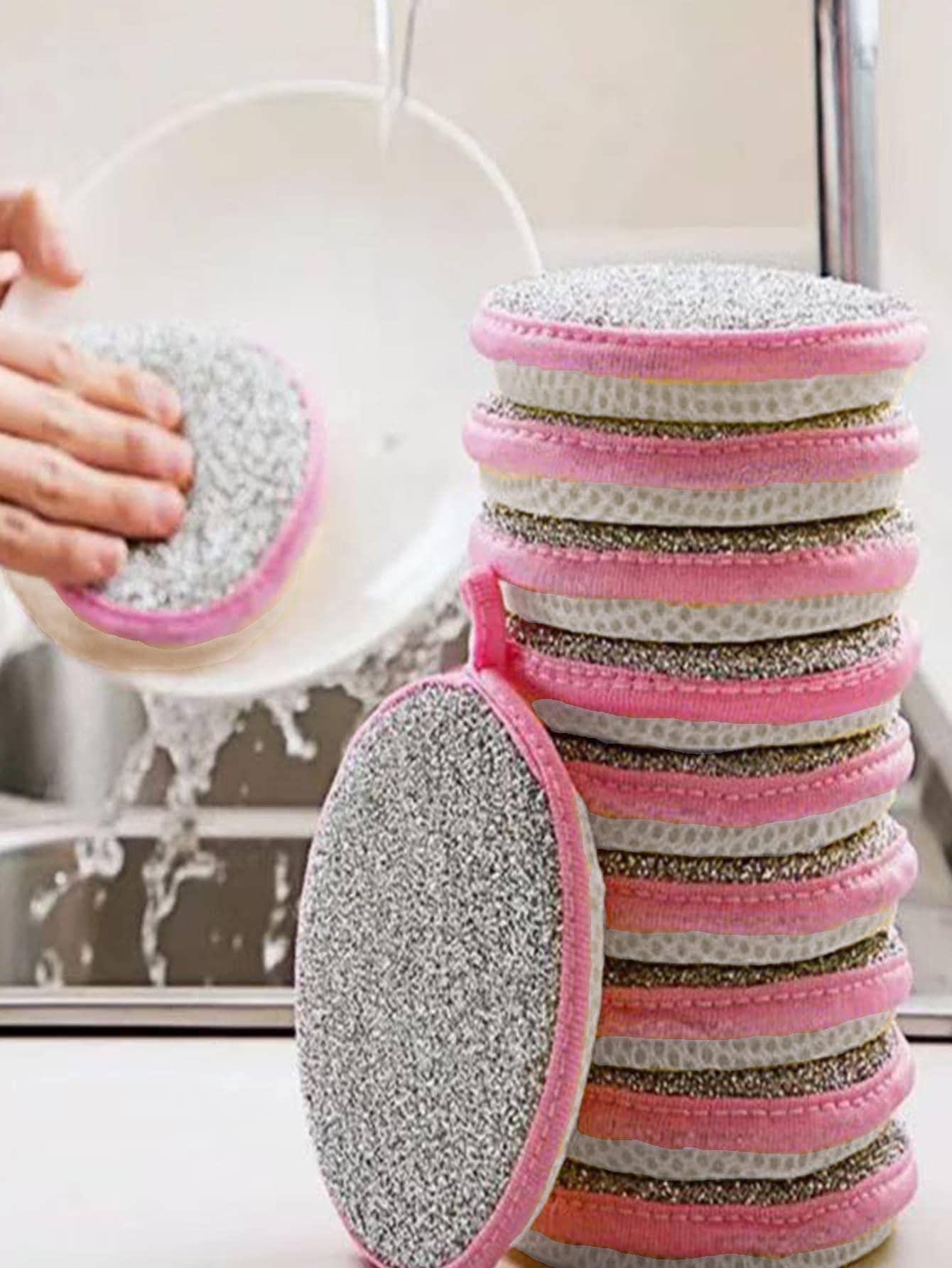 5 piezas Esponja de limpieza de doble cara, para cocina, baño, hogar, artículos para el hogar
