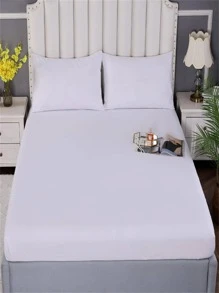 Bộ 3/2 tấm ga trải giường màu trắng tinh khiết, sâu 30cm - trắng - Xem 5