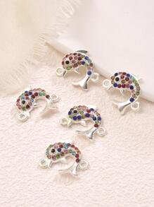 5入組/套時尚鋅合金水鑽裝飾海豚設計DIY連接器適合女士DIY首飾製作 - 彩色 - 查看 1