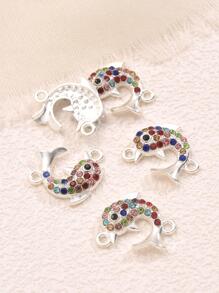 5入組/套時尚鋅合金水鑽裝飾海豚設計DIY連接器適合女士DIY首飾製作 - 彩色 - 查看 4