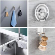 Soporte adhesivo para esponja de acero inoxidable de la cocina de 3 piezas, estante impermeable para drenaje de esponja de fregadero, organizador y accesorios de almacenamiento de cocina - Plateado - Ver 8