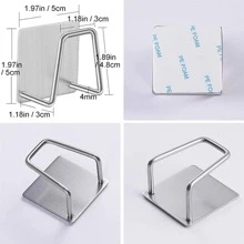 Soporte adhesivo para esponja de acero inoxidable de la cocina de 3 piezas, estante impermeable para drenaje de esponja de fregadero, organizador y accesorios de almacenamiento de cocina - Plateado - Ver 7
