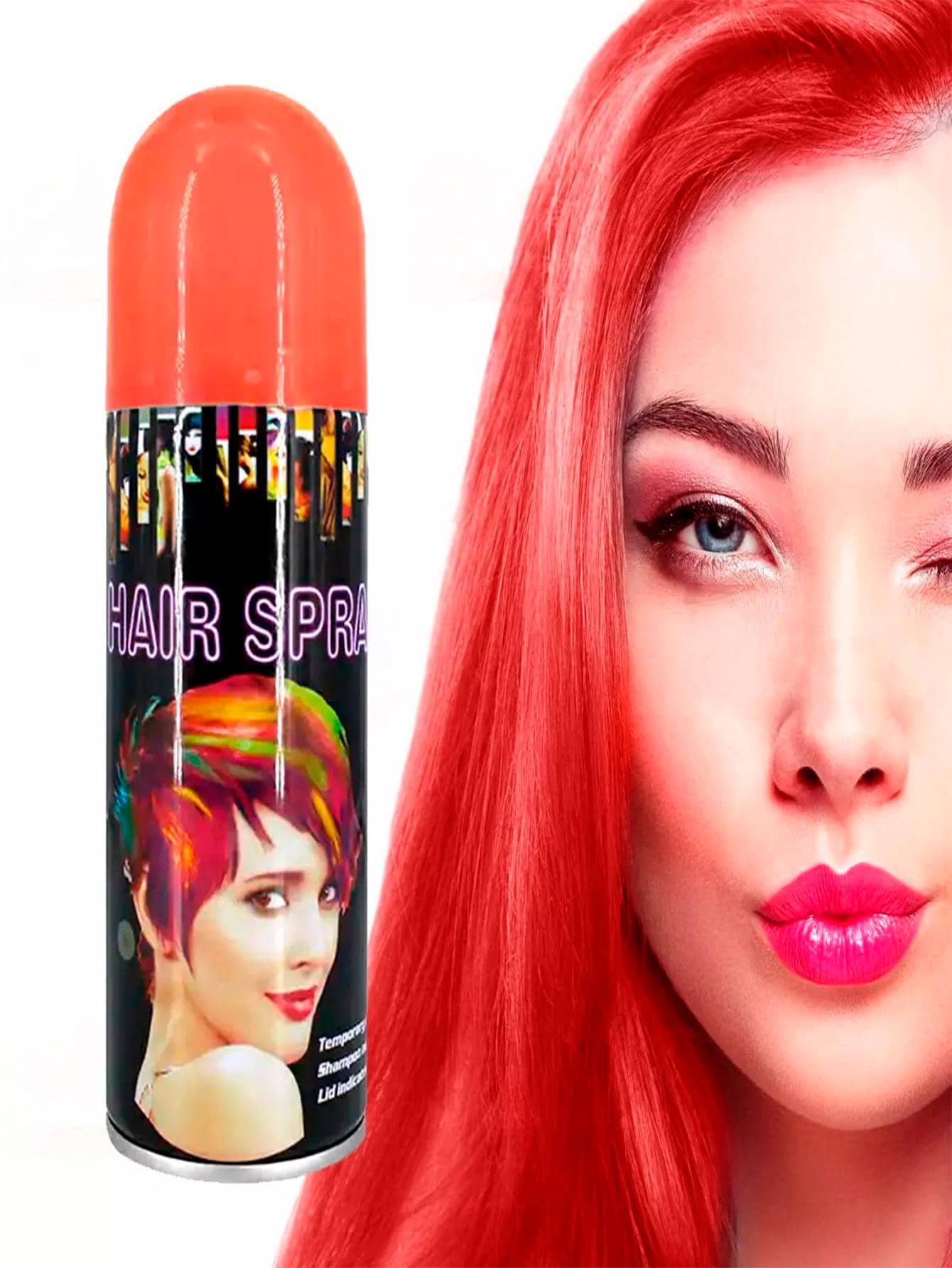 Lecute Spray Hair Colors Temporary Costumes Props Costume Party Paint Neon Look - Red - View 1