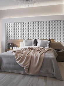 AG BOX 3D Decorative Wall Panel, Set 12 Pieces Pimarmide 4 Design - White - View 3