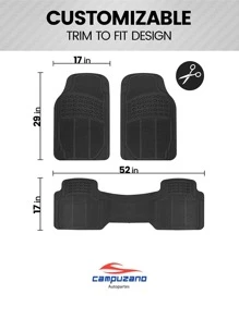 UNIVERSAL CAR TRUCK MAT 3 PIECES - Black - View 5