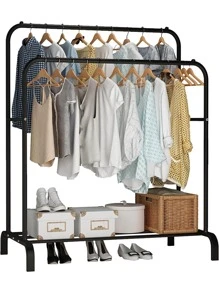 Buildable Double Rack Clothes Organizer Closet Home Wardrobe