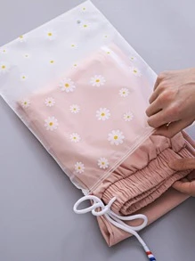 7pcs Floral Pattern Travel Storage Bag PVC Clothes Storage Bag, Travel Organizer Set, Packing Cube Set With Shoe Toiletry And Laundry Bags School Supplies College Dorm Essentials For Student Room Decor Bedroom Decor School Supplies School Accessories Back To School University Students Holiday Summer Festival Vacation Clothing Storage Box Closet Storage Container Bag Organizer For Bedroom Home For Blankets Beddings Comforter Pillow Toys - Clear - View 4